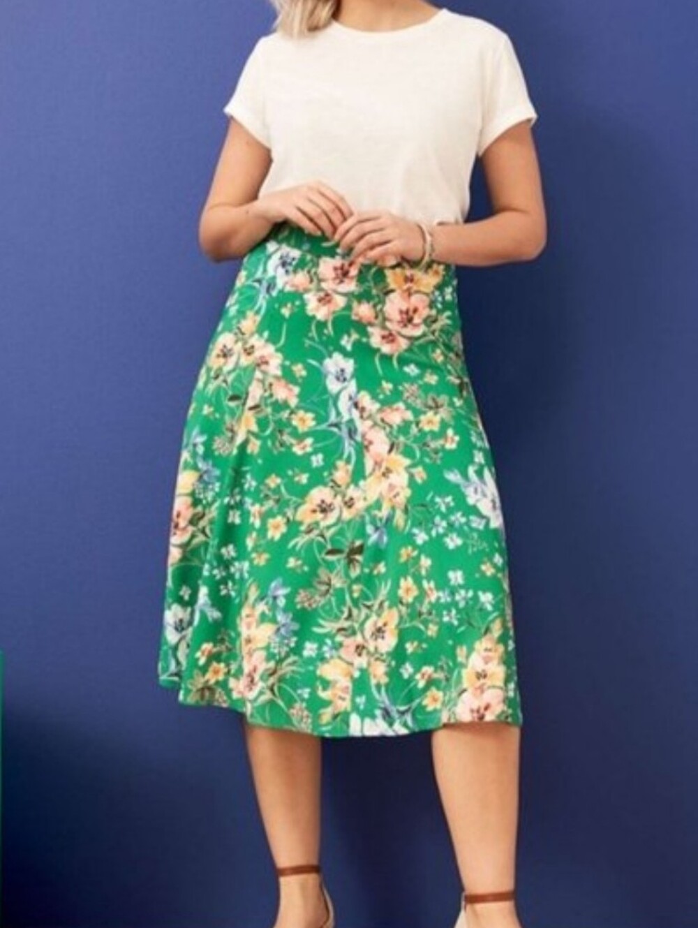 LOFT Floral A-Line Skirt